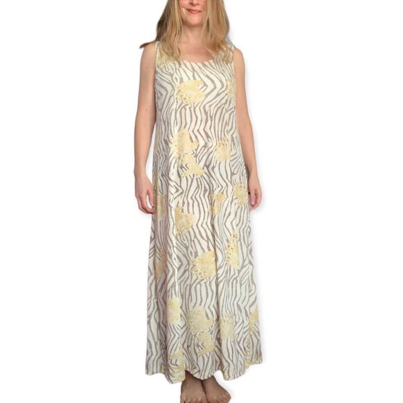 70s Zebra Stripe Dress Maxi Sleeveless Vintage S M - Picture 9 of 10